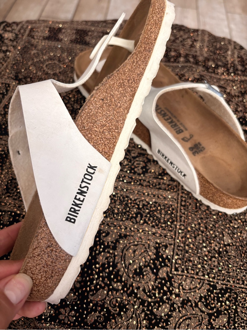 Birkenstock White Cork Footbed Slide Sandals size 9